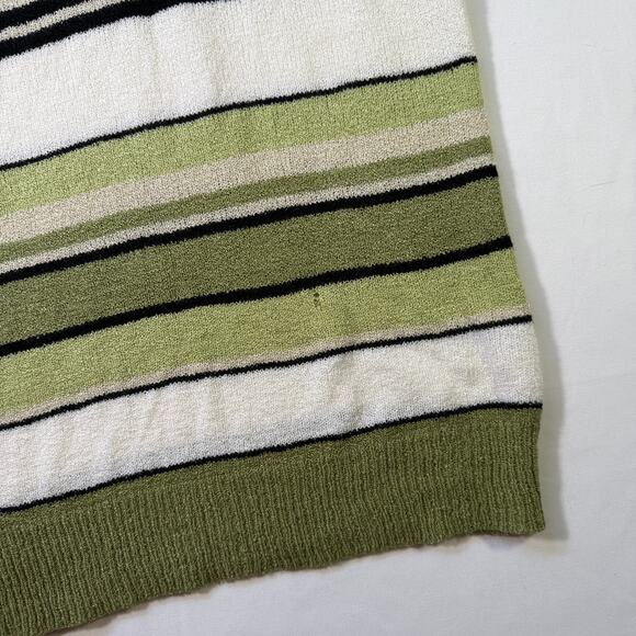90s Carolyn Taylor Olive Green Striped Knit Top Size Small Retro - Picture 8 of 8